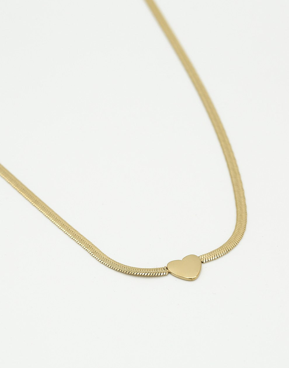 Ketting plat met hartje goudkleurig