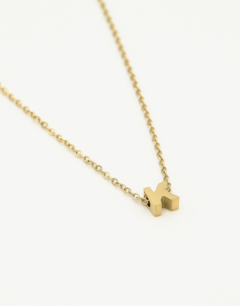 Initialen ketting letter K goudkleurig
