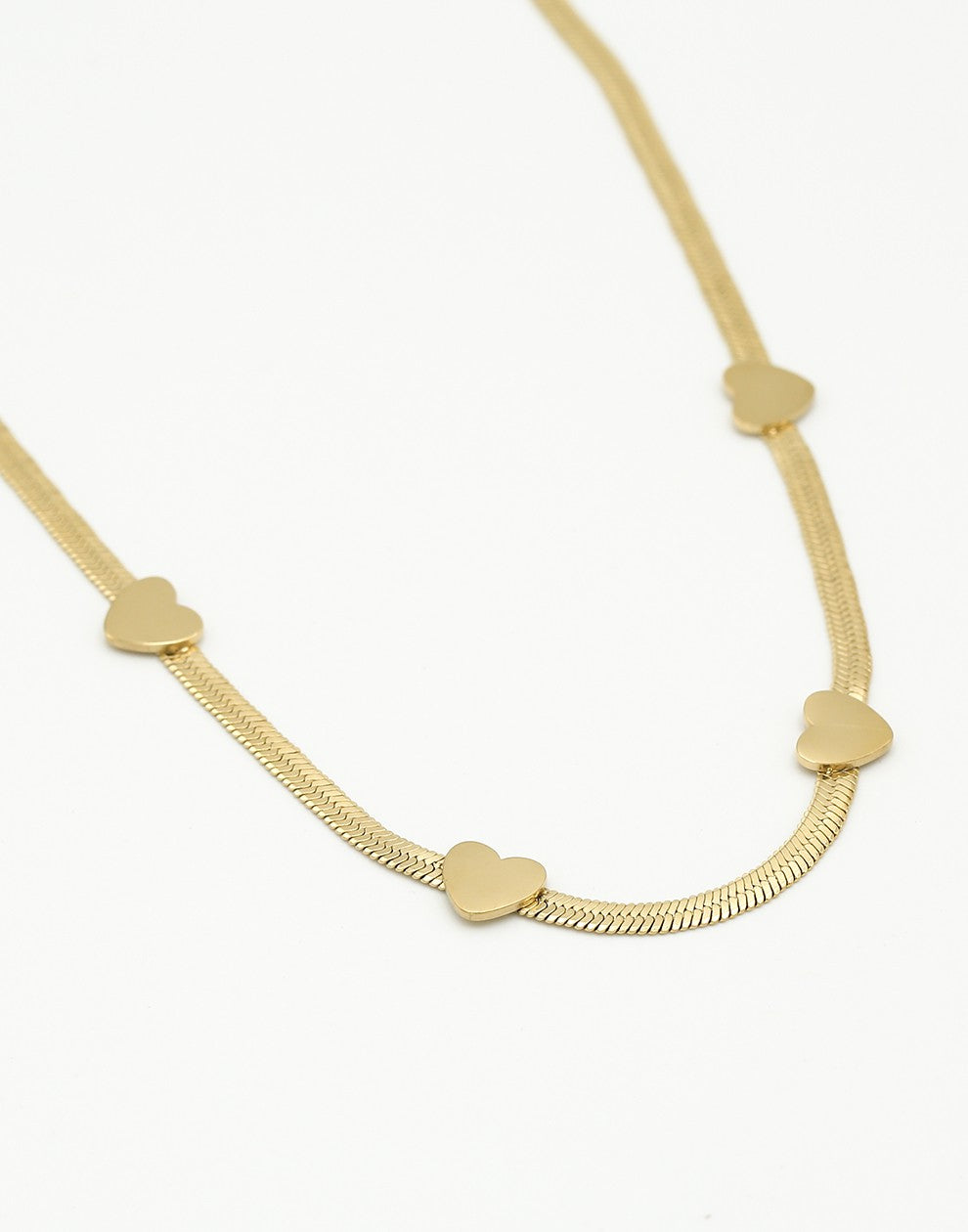 Ketting snake met hartjes goudkleurig