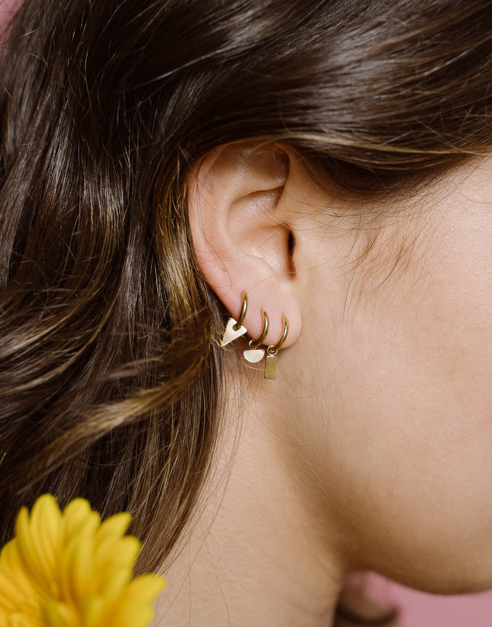 Gold-colored bar earrings