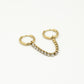 Oorringen dubbel met zirkonia ketting goudkleurig