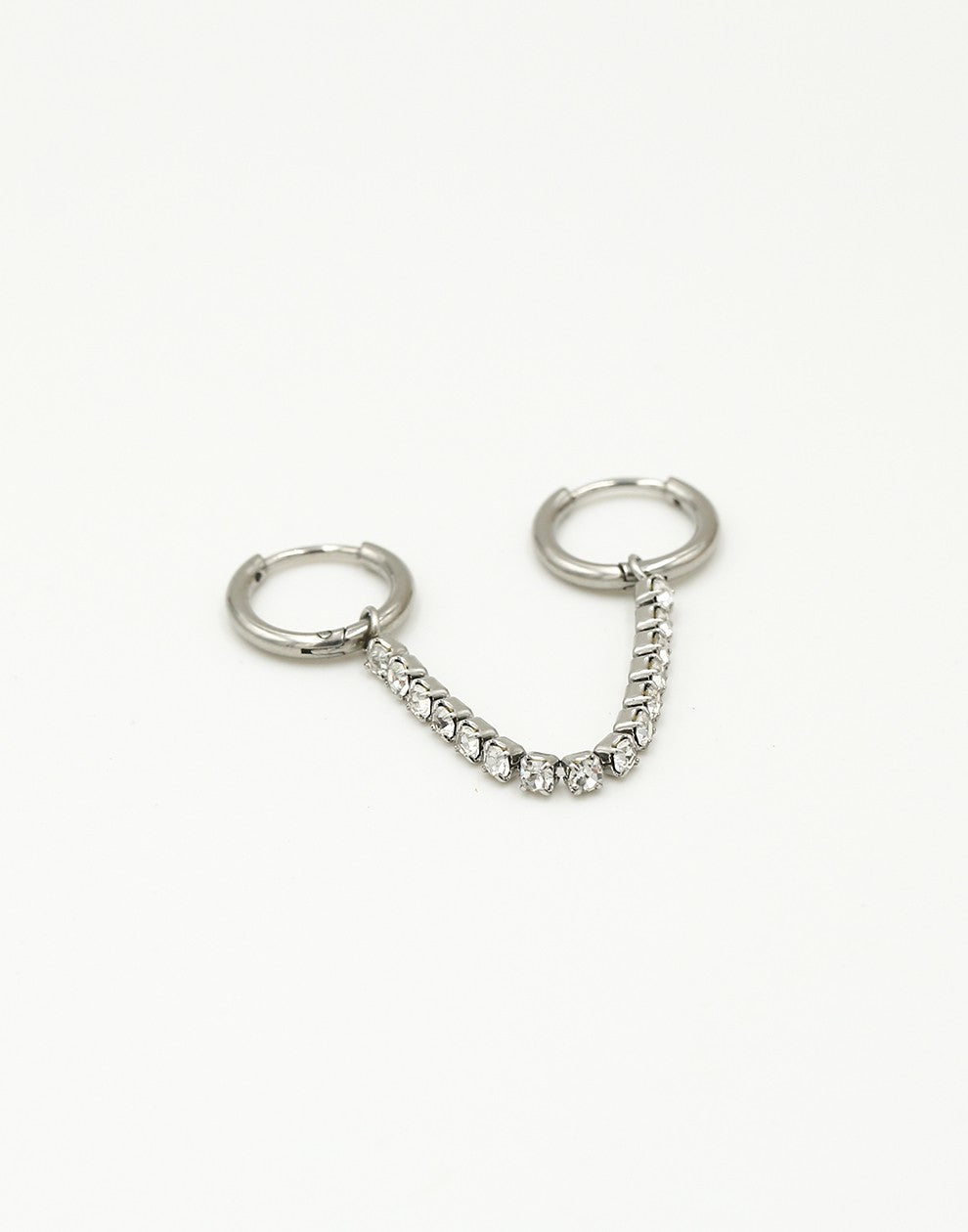 Oorringen dubbel met zirkonia ketting zilverkleurig