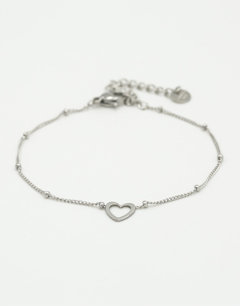Armband met open hartje zilverkleurig