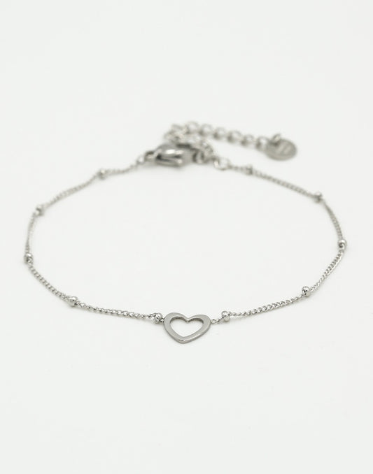 Armband met open hartje zilverkleurig