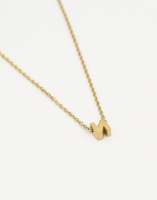 Initialen ketting letter N goudkleurig