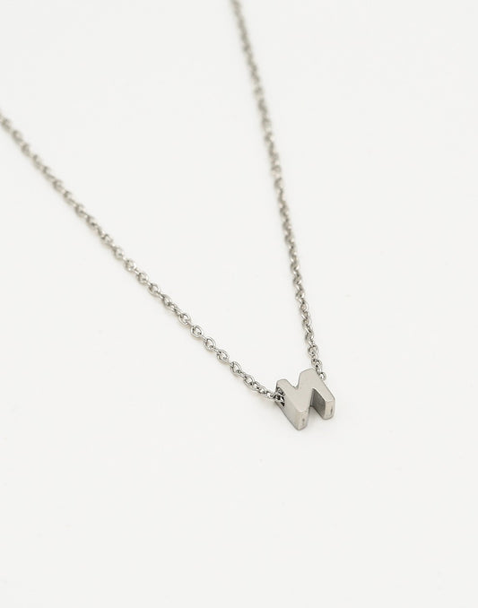 Initialen ketting letter N zilverkleurig