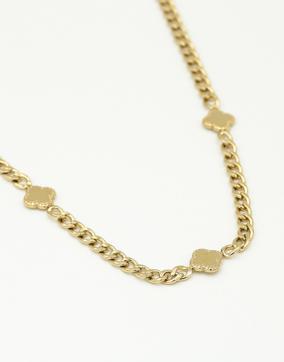 Ketting met klavers goudkleurig