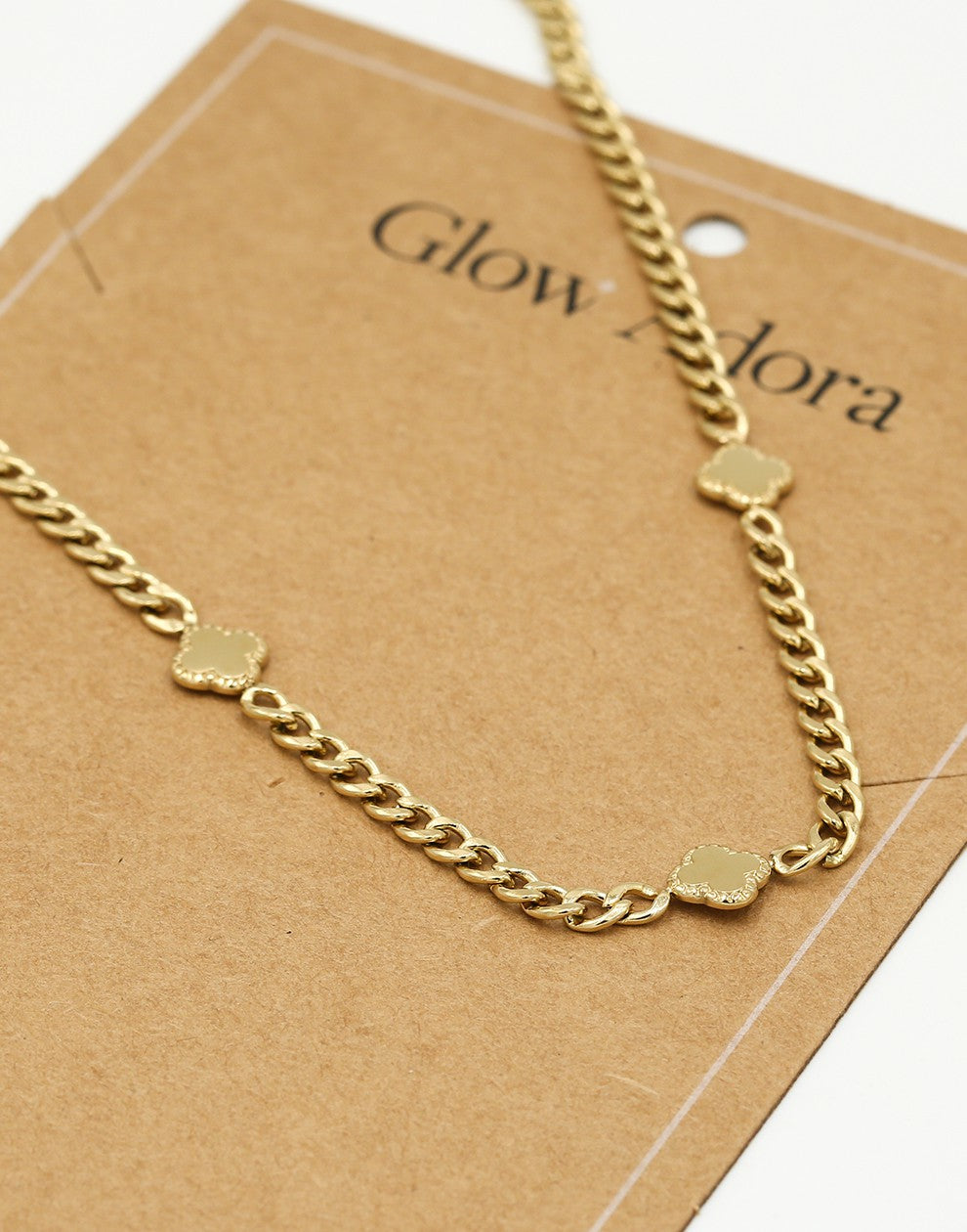 Ketting met klavers goudkleurig