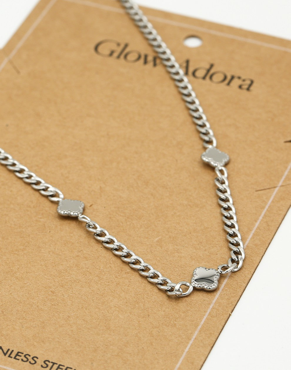 Ketting met klavers zilverkleurig