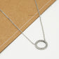 Ketting open rondje met steentjes zilverkleurig