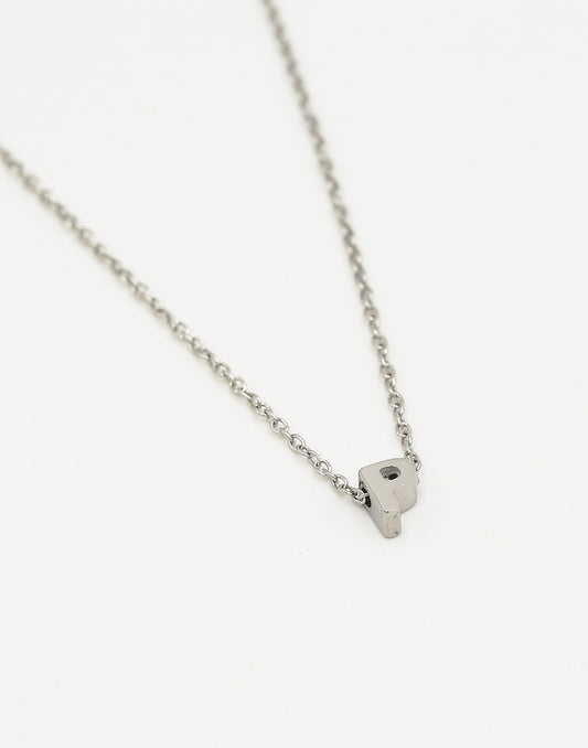 Initialen ketting letter P zilverkleurig
