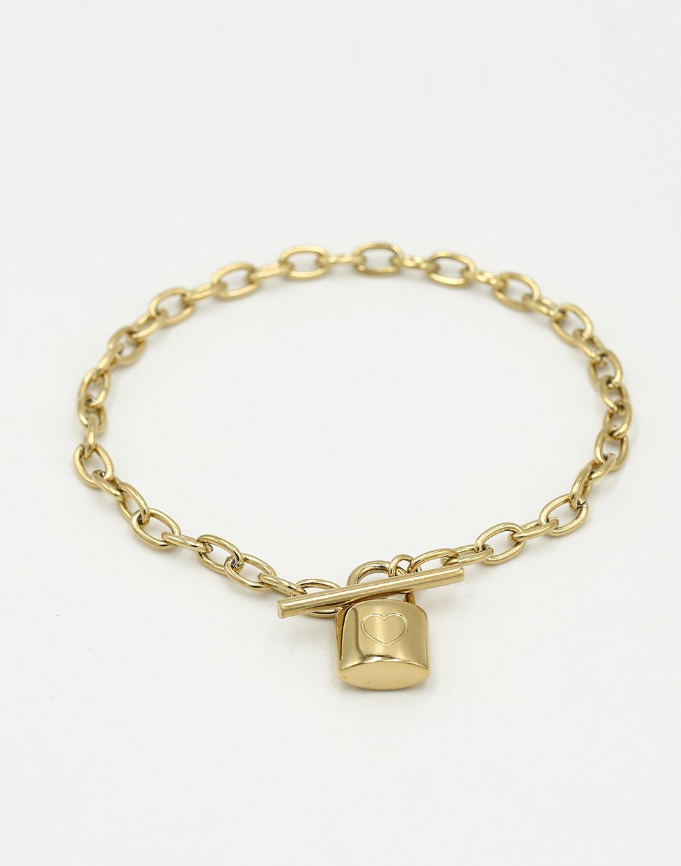 Schakelarmband met slot goudkleurig