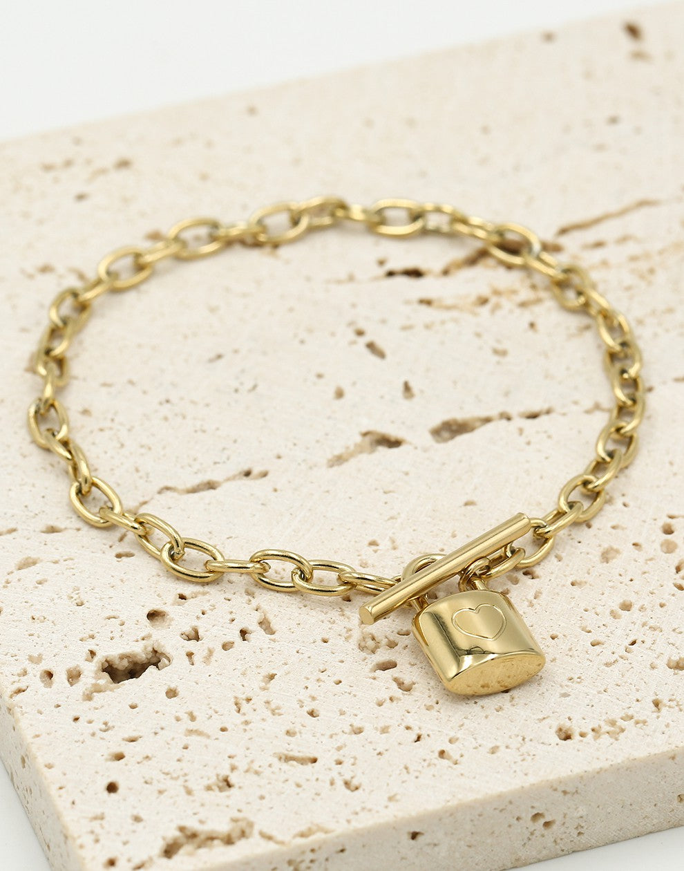 Schakelarmband met slot goudkleurig