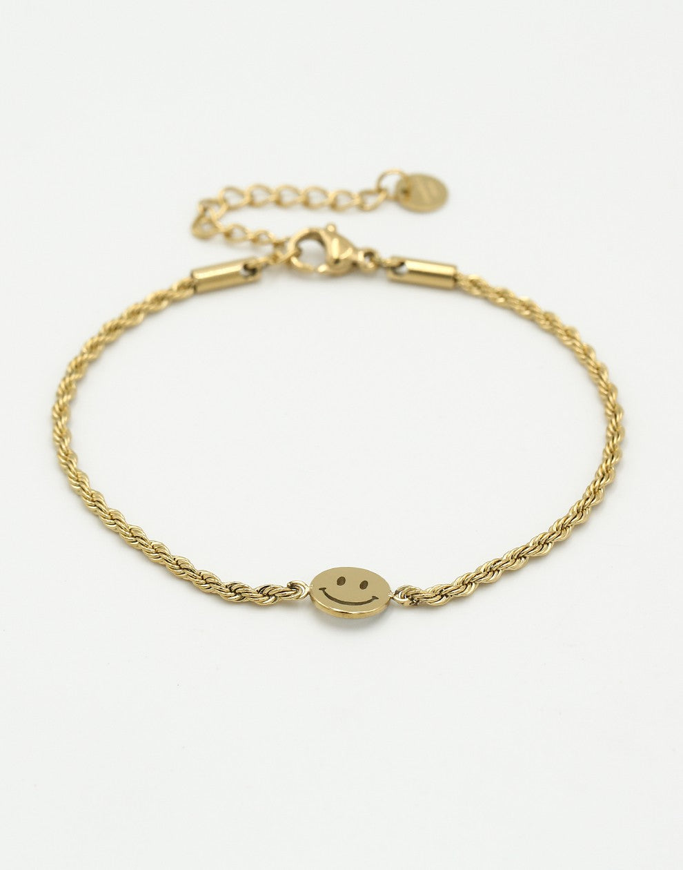 Gedraaide armband smiley goudkleurig