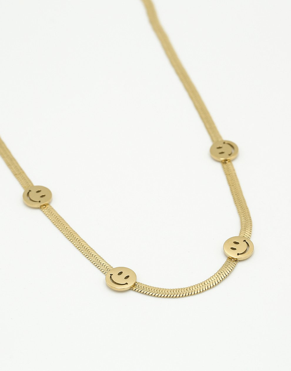 Ketting snake met smileys goudkleurig