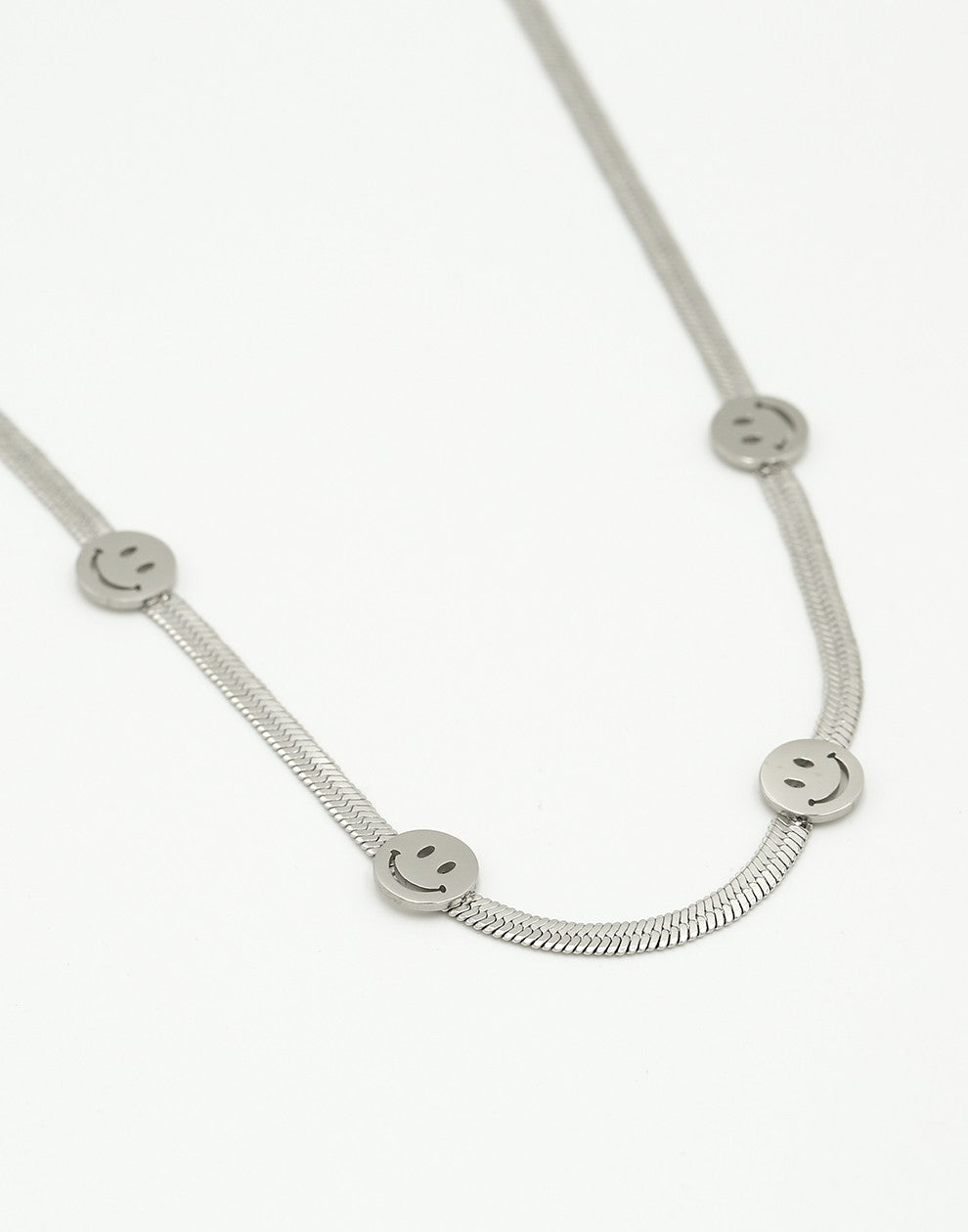 Ketting snake met smileys zilverkleurig