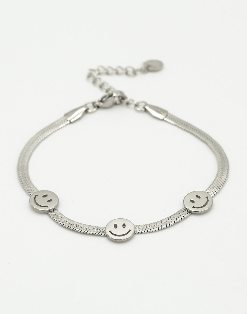 Armband met 3 smileys zilverkleurig