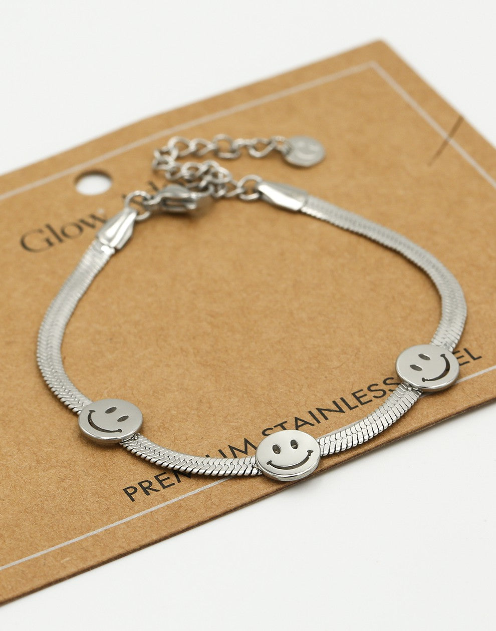 Armband met 3 smileys zilverkleurig