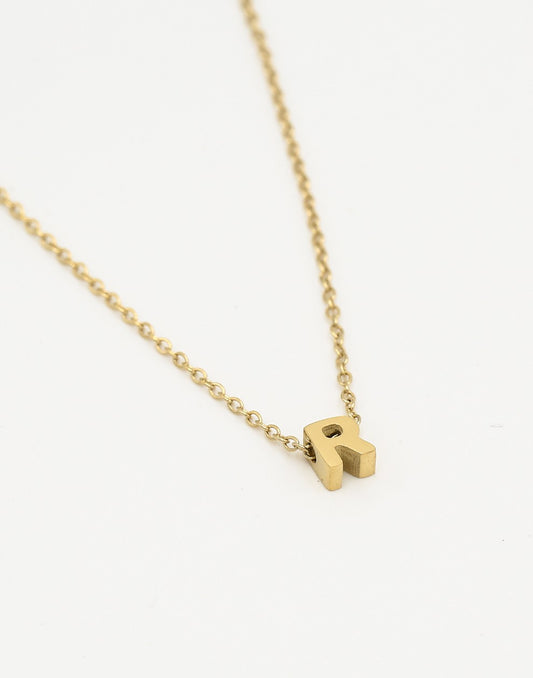 Initialen ketting letter R goudkleurig