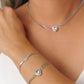 Fine link chain heart with silver-colored stone