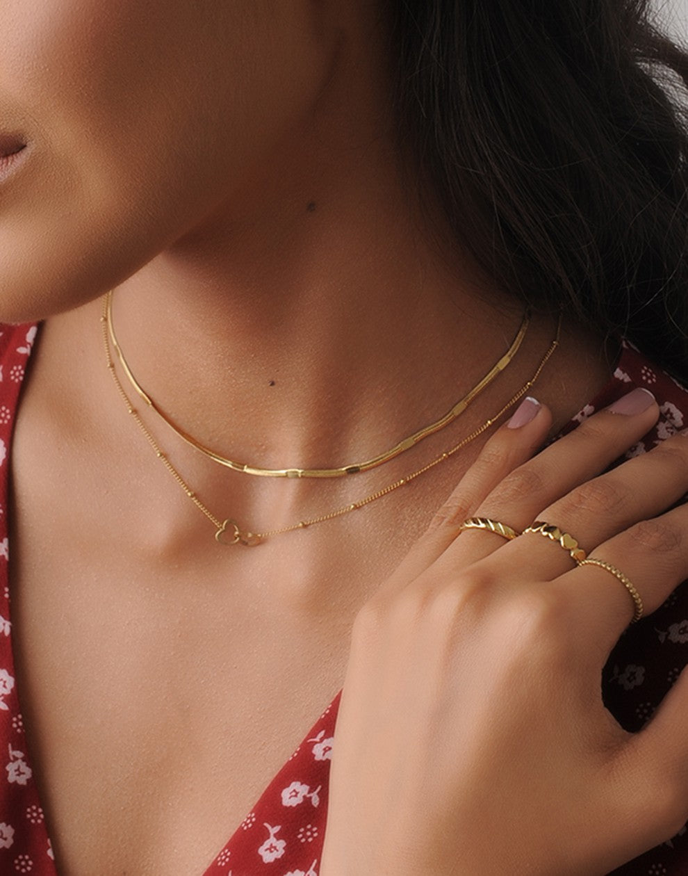 Ketting met dubbele hartjes goudkleurig