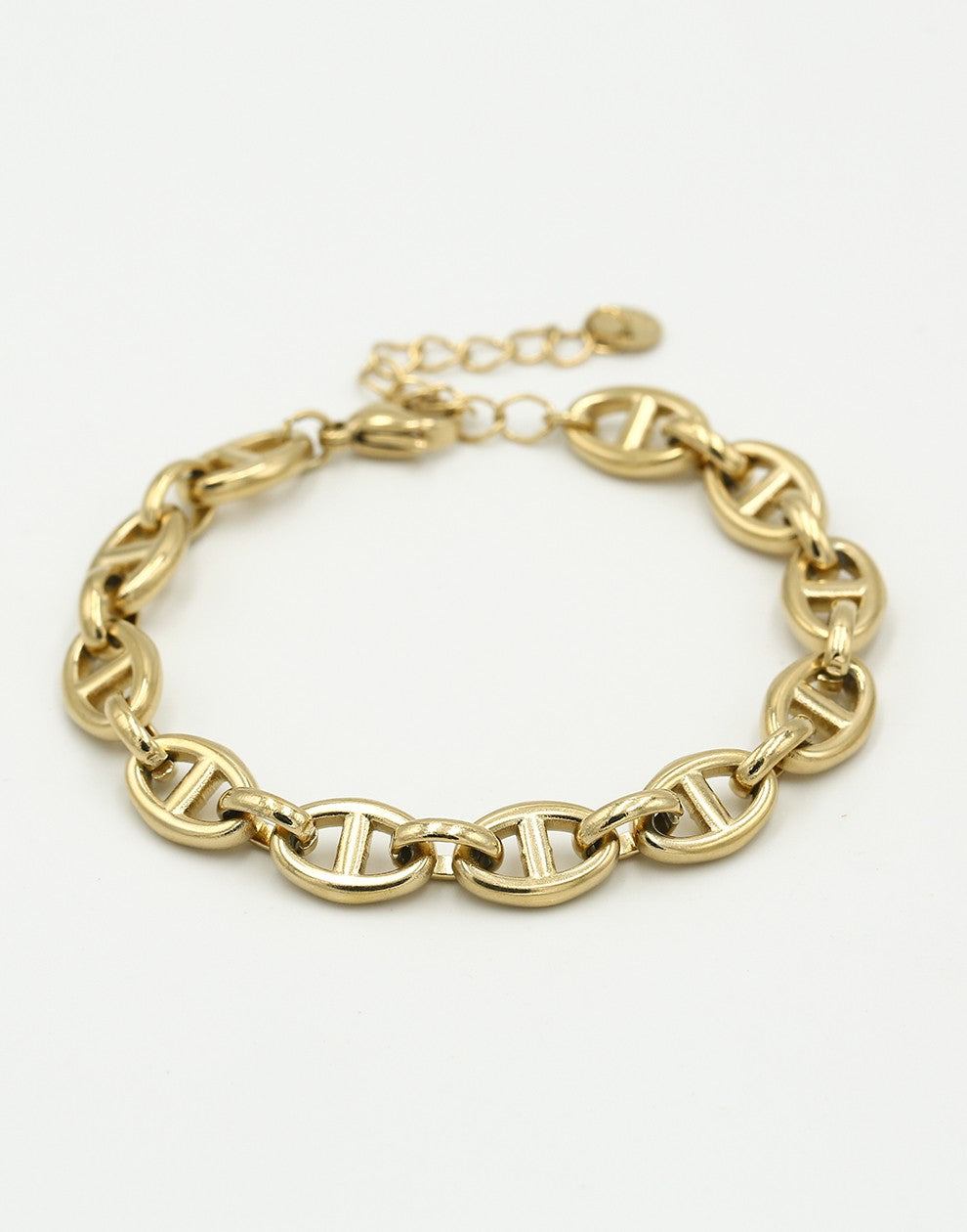 Anchor link bracelet 10mm gold-colored