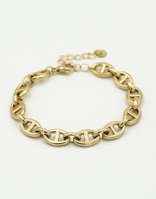 Anchor link bracelet 10mm gold-colored