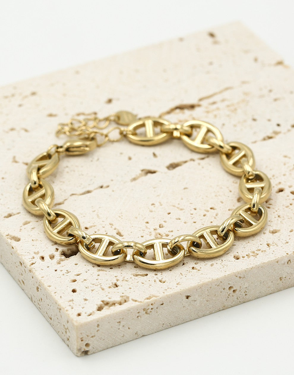 Anchor link bracelet 10mm gold-colored