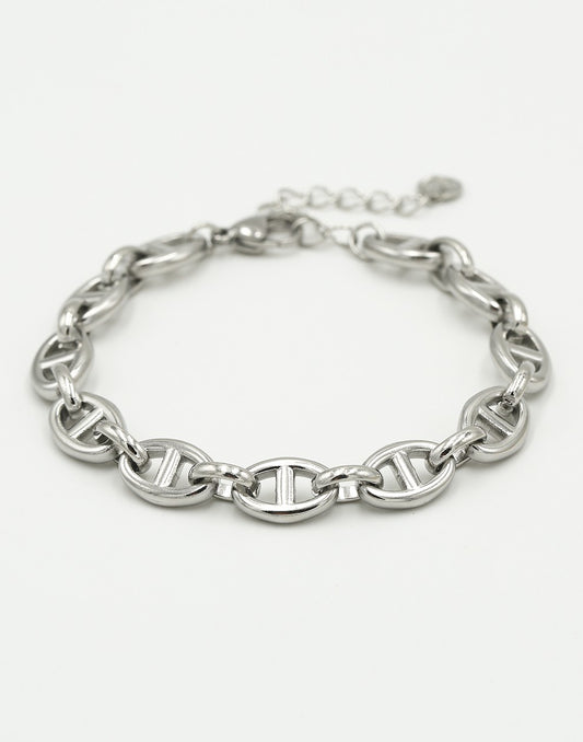 Anchor link bracelet 10mm silver-colored