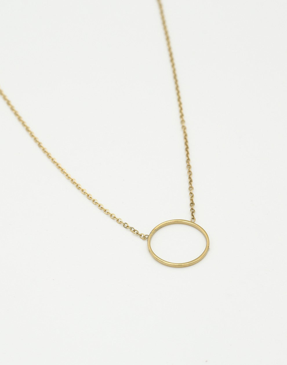 Lange ketting met open rondje 15mm goudkleurig