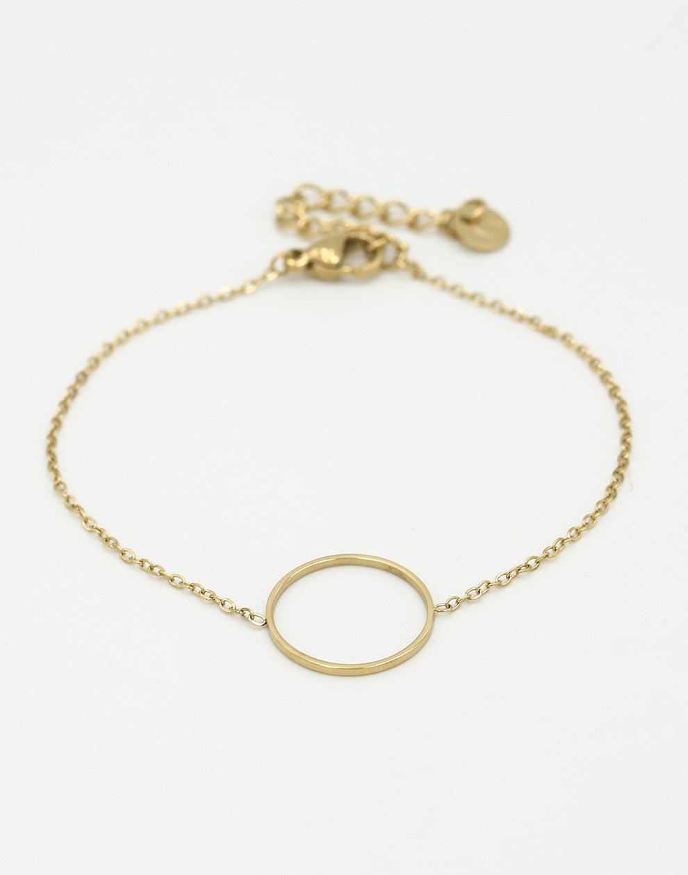 Armband met open rondje 15mm goudkleurig