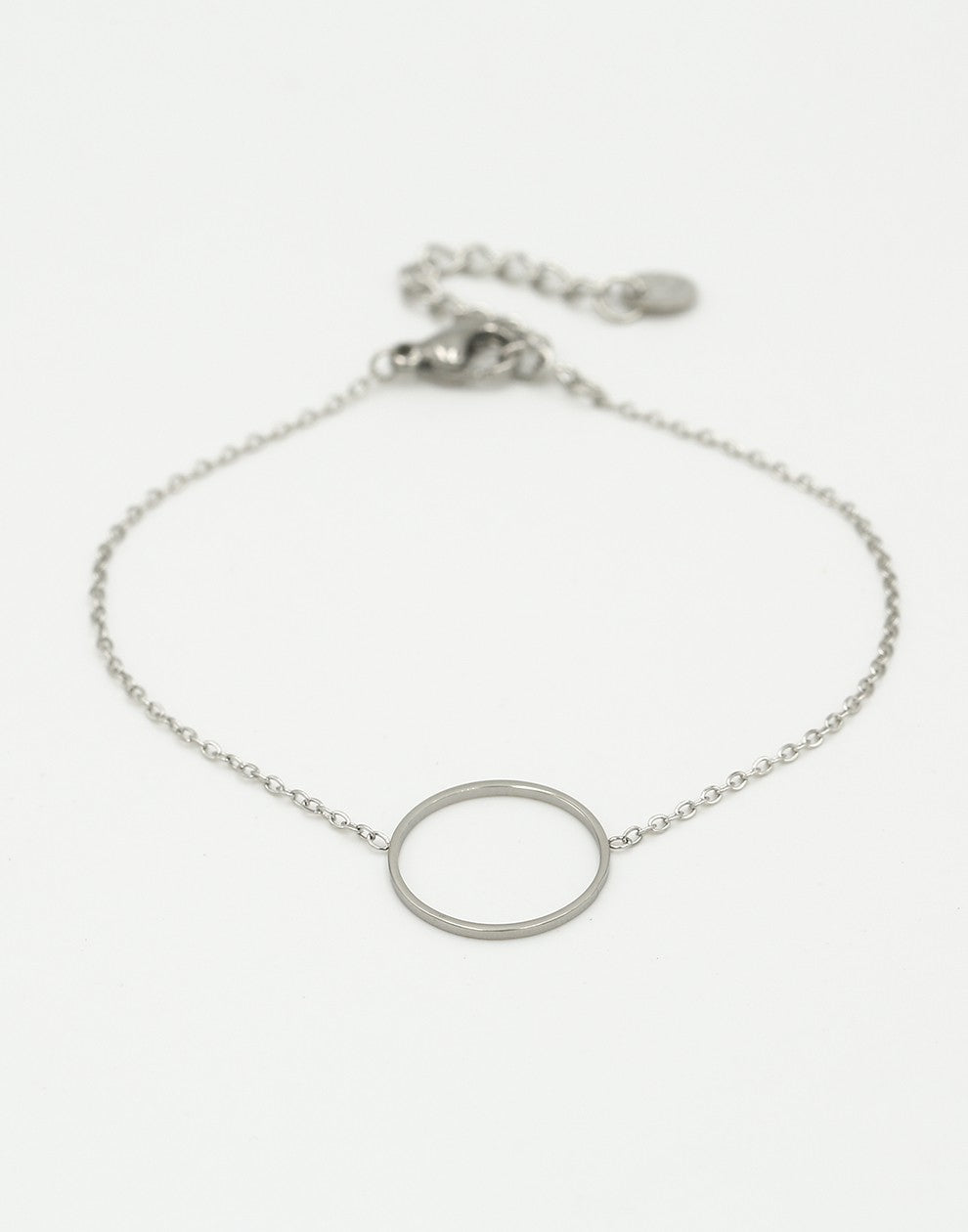 Armband met open rondje 15mm zilverkleurig