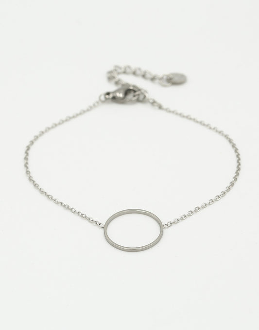 Armband met open rondje 15mm zilverkleurig
