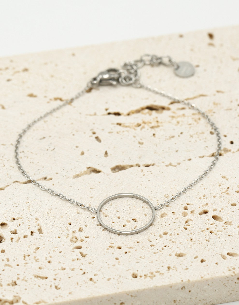 Armband met open rondje 15mm zilverkleurig