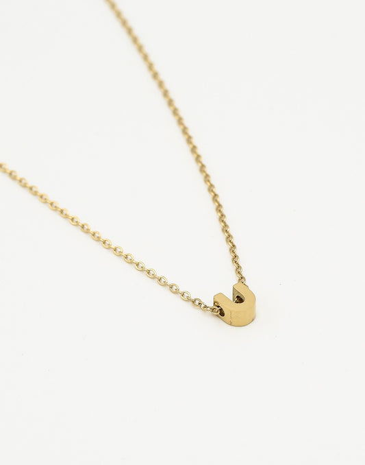Initialen ketting letter U goudkleurig