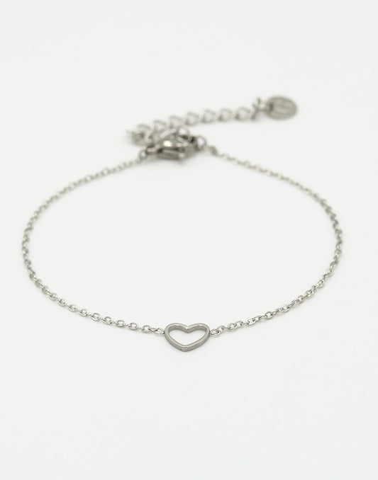 Armband open hartje zilverkleurig
