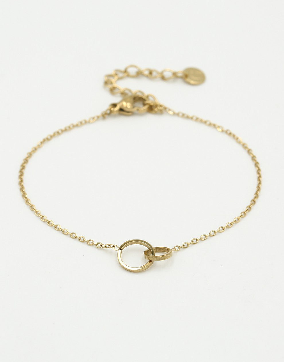 Armband 2 open rondjes verbonden goudkleurig