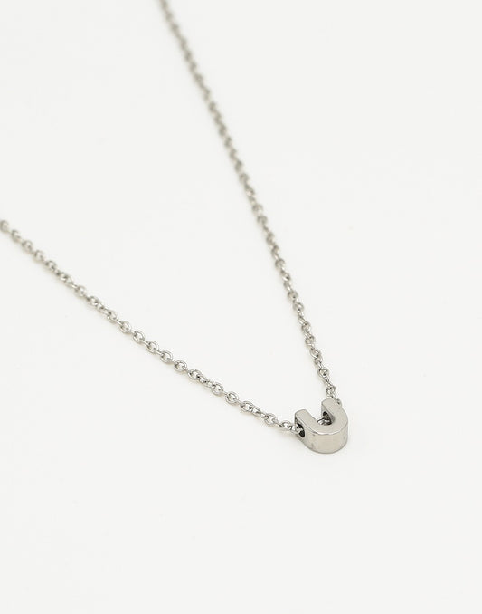 Initialen ketting letter U zilverkleurig
