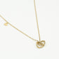 Ketting dubbele hartjes met bedel goudkleurig