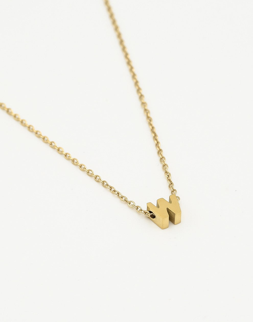 Initialen ketting letter W goudkleurig