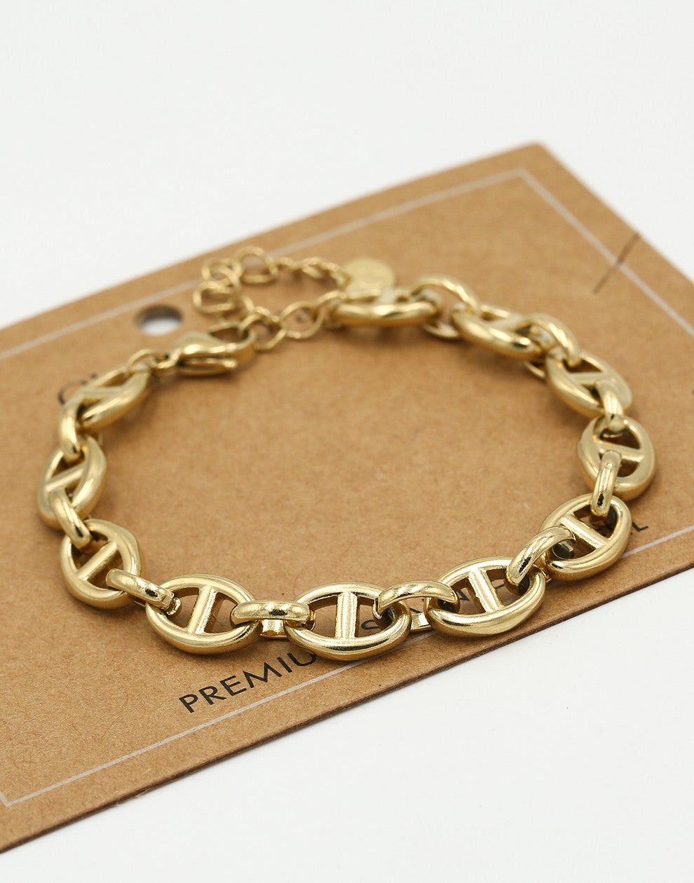 Anchor link bracelet 10mm gold-colored