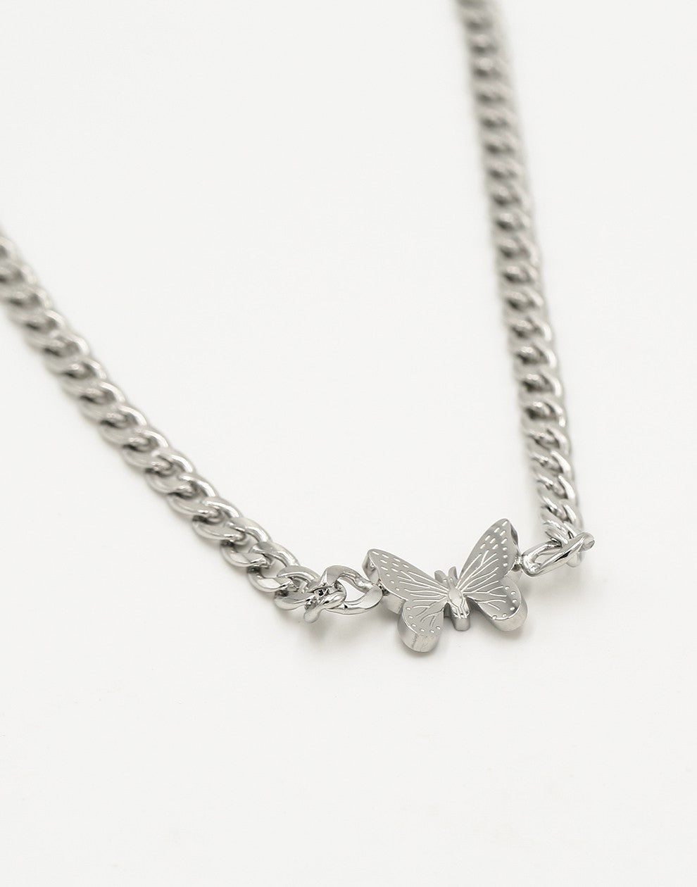 Schakelketting met vlinder zilverkleurig