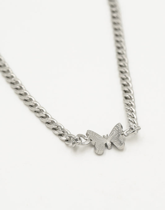 Schakelketting met vlinder zilverkleurig