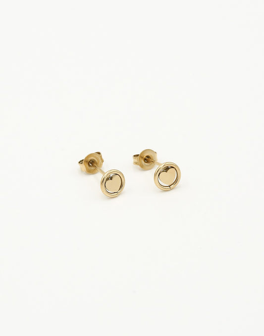 Studs hartje in cirkel goudkleurig