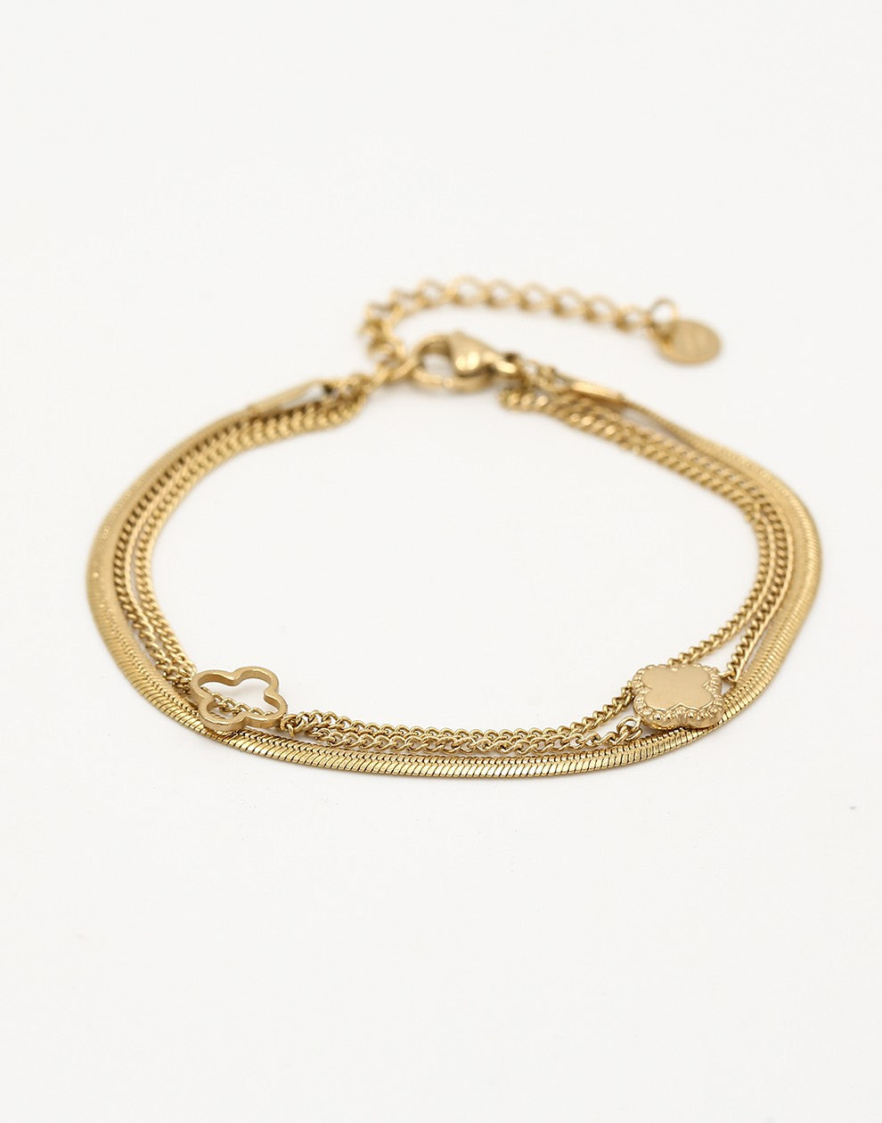 Armband dubbel klaver goudkleurig