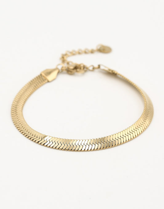Armband platte schakel goudkleurig
