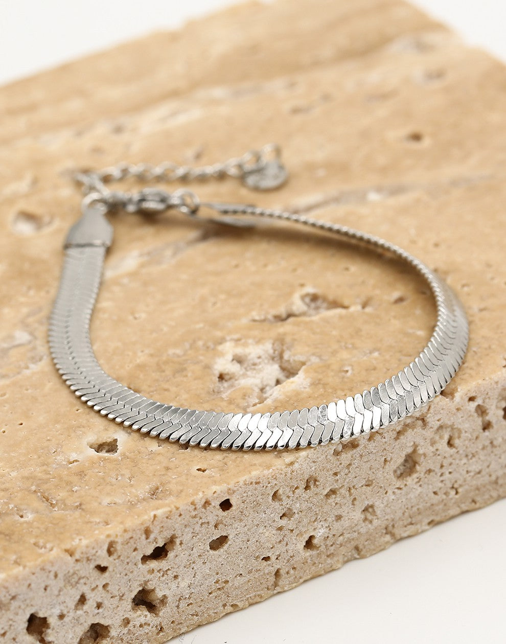 Armband platte schakel zilverkleurig