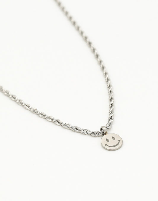Ketting smiley gedraaid zilverkleurig