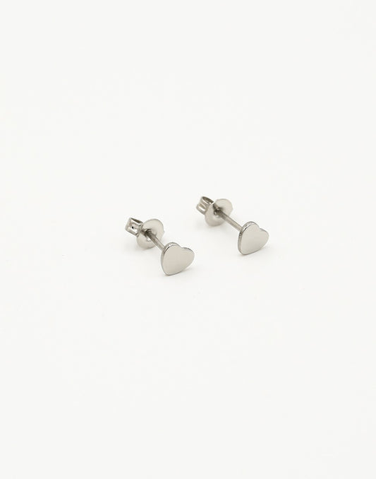 studs hartje plat zilverkleurig