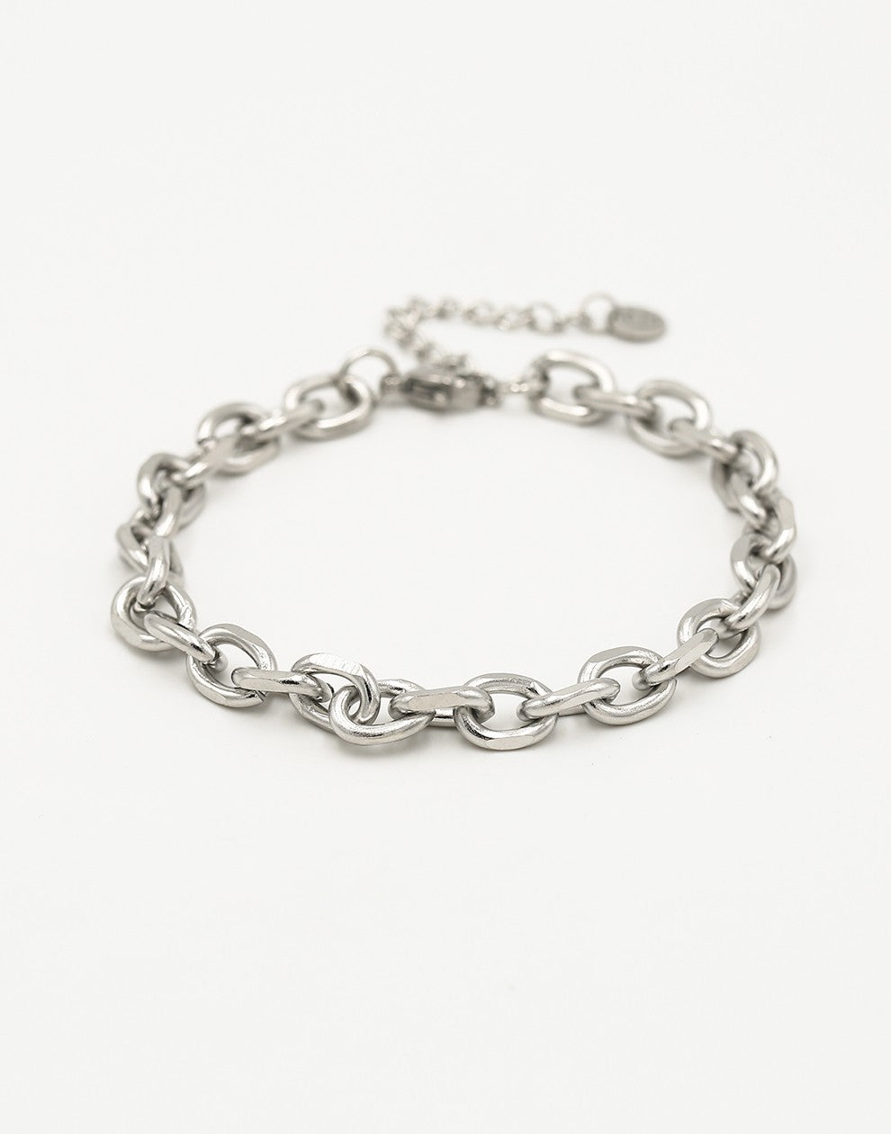 Schakelarmband grof zilverkleurig